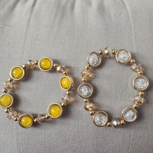 Elegant Gold and Yellow Beaded Bracelets